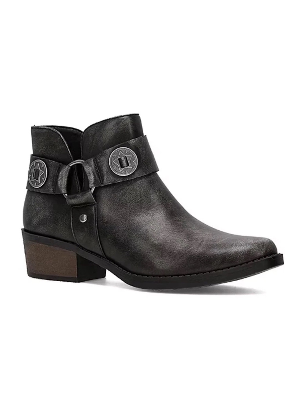 Frye and Co. Womens Helia Stacked Heel Booties, Black, Western Detail US 8.5 New